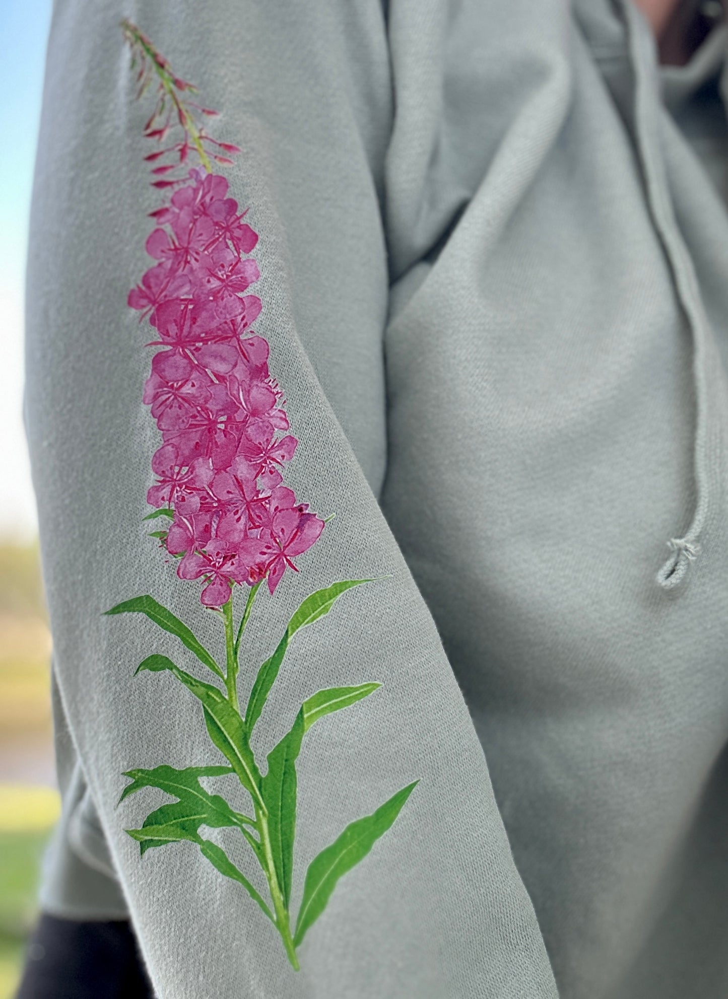 Fireweed Lightweight Crop Hoodie ~ Sage Green